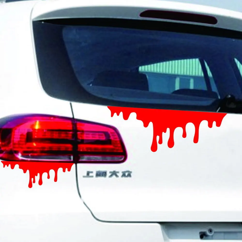 DSYCAR 1Set Red Blood Car Stickers Horror Car Decals Bumper Body Sticker Decal Adhesive Sticker Car Styling Accessories