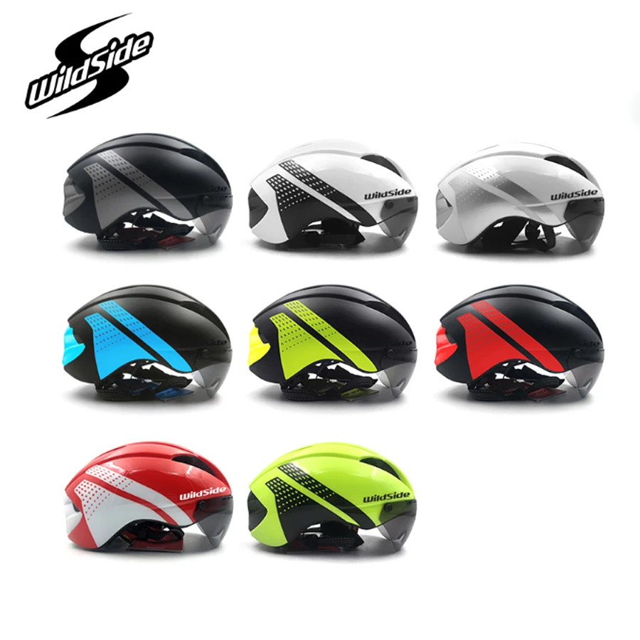 Aero helmet tt time trial cycling helmet for men women goggles race road bike helmet with lens Casco Ciclismo bicycle equipment