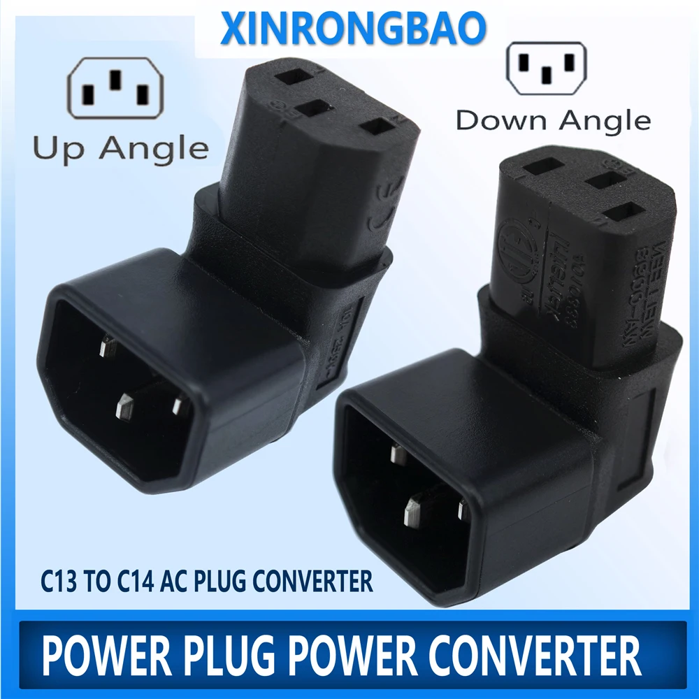 IEC 320 C13 to C14 AC Plug Converter, Up/Down Angle Power Adapter Plug,3Pin Female to Maler.C13 to C14 90 Degree Corner 10A 205V