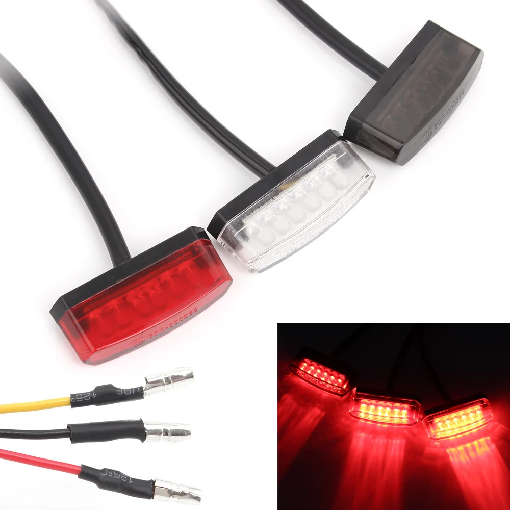 Universal Motorcycle ATV Bike Scooter Cafe Racer Scrambler 12V Mini 6 LED Rear Lamp Taillight Running Stop Signal Brake Light