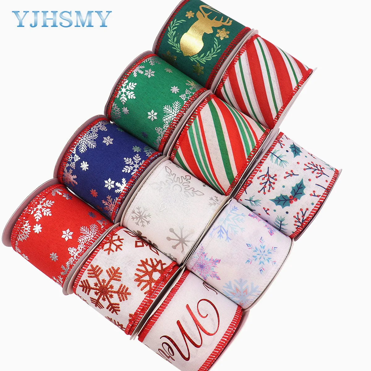 Christmas Wired Edge Ribbons 2.5in x 5yd Christmas Ribbon Wide Dots Wired Ribbons for DIY Christmas Wreath Bows Sewing Crafts