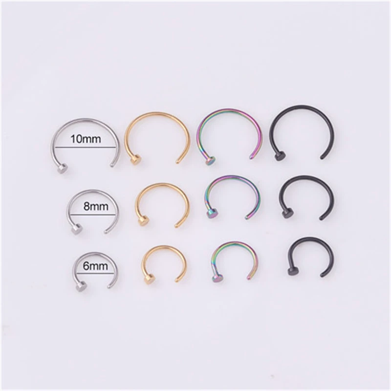 1pc/lot 6/8/10mm Punk Stainless Steel Fake Nose Ring C Clip Lip Ring Earring Helix Rook Tragus Faux Septum Body Piercing Jewelry