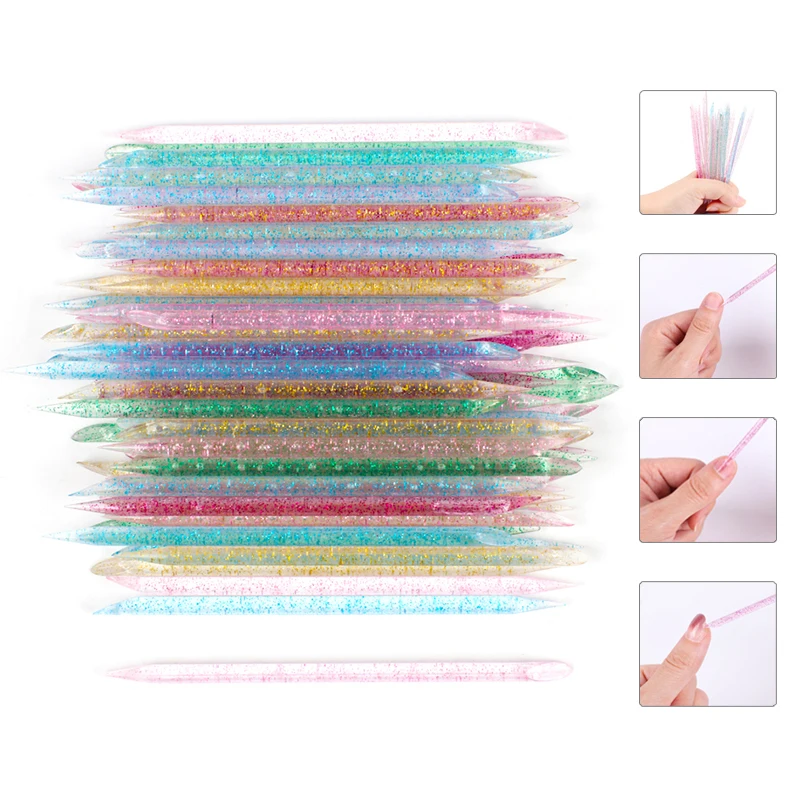 

50/100Pcs Crystal Stick Cuticle Pusher Dead Skin Remover Colorful Reusable Sticks Dual-end Pedicure Care Nails Manicures Tools