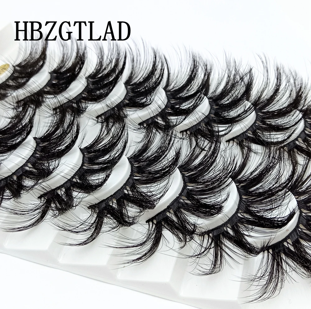 HBZGTLAD 8 Paare 25 mm lange 3D-Nerzwimpern, natürliche, lange, künstliche Wimpern, dramatisches Volumen, falsche Wimpern, Make-up-Verlängerungswimpern – Detail 10