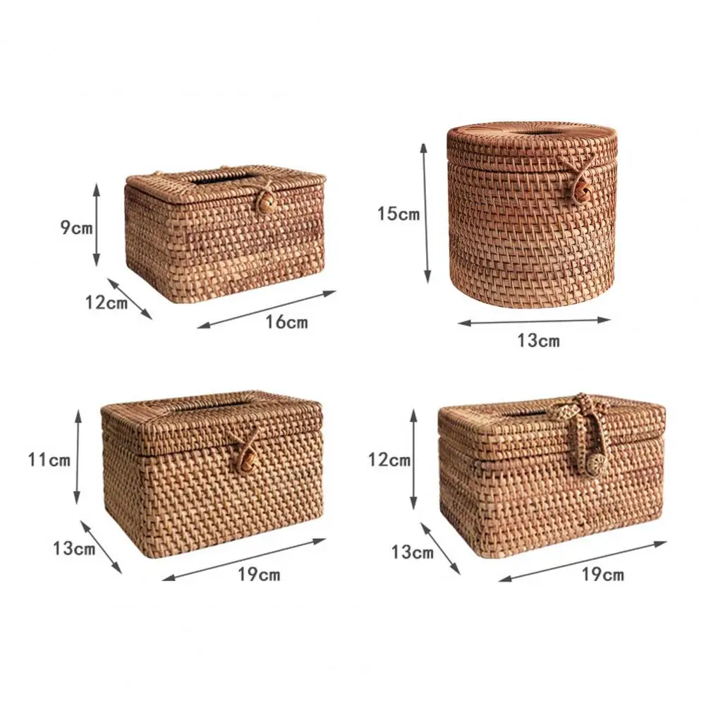 Rattan Tissue Box Rectangular Facial Tissue Holder Eco-friendly Large Capacity Desktop Paper Holder Car Organize Home Decoration