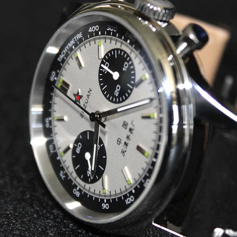 Orologio meccanico moda uomo 40mm cronografo pilota quadrante Panda Tianjin ST1901 avvolgimento manuale orologio da polso zaffiro luminoso maschile