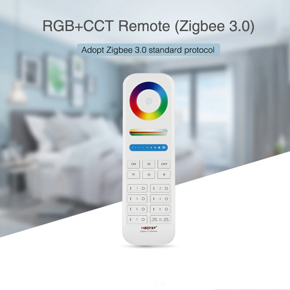 Miboxer FUT089Z Zigbee 3.0 RGB+CCT Remote Controller Wireless Dimmer 7 Zones Control For RGB+CCT LED Light Strip