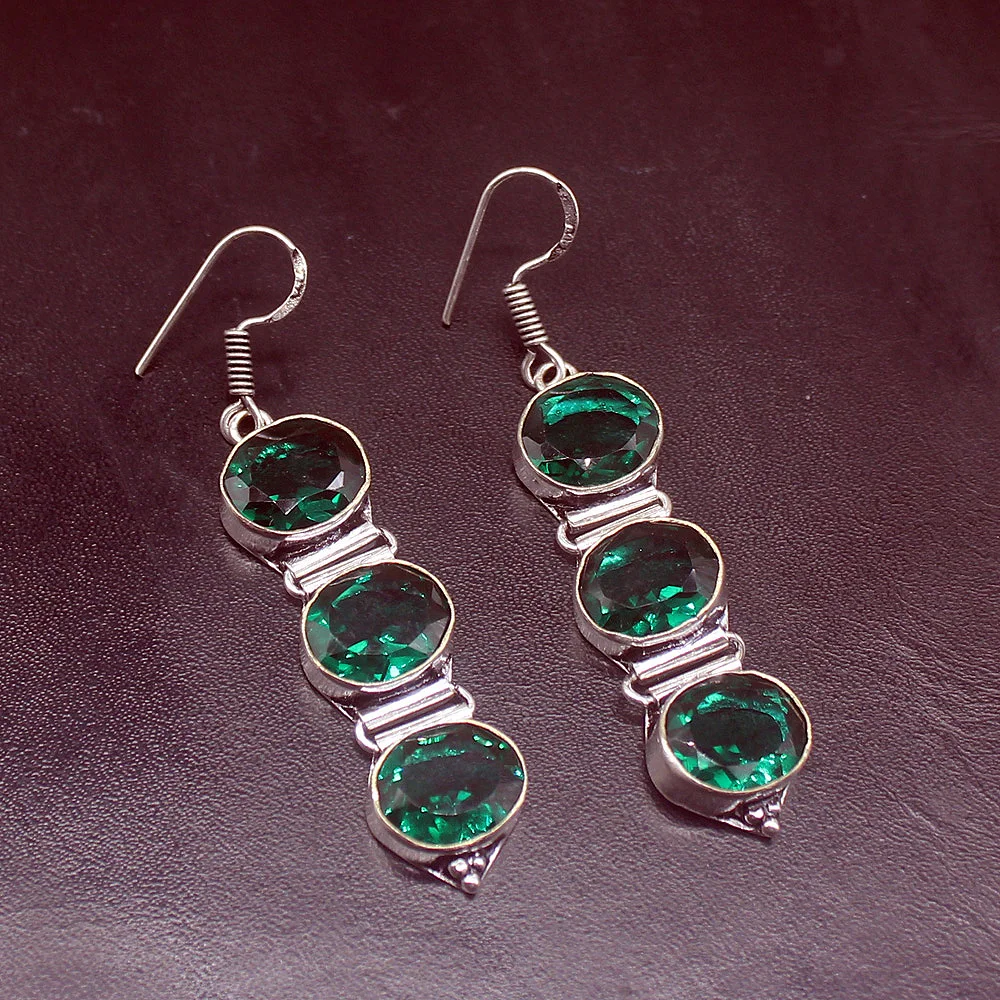 

Gemstonefactory Big Promotion Unique 925 Silver Vintage Green Topaz Women Ladies Gifts Dangle Drop Earrings 20212087