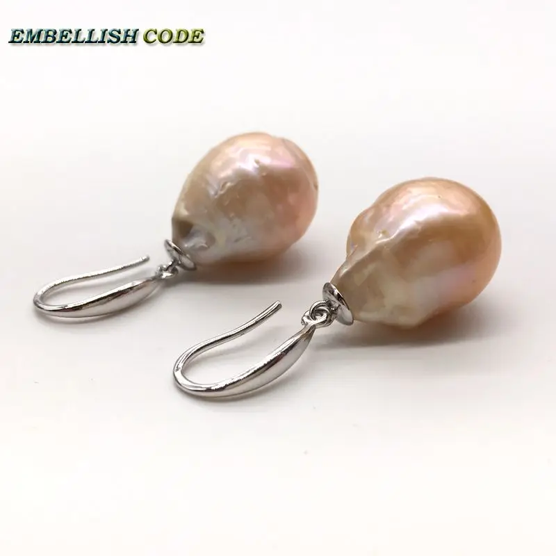 peach pink pearl earring bracelet set tissue teardrop fire ball nucleated baroque Irregular pearls real natural pearls for gift