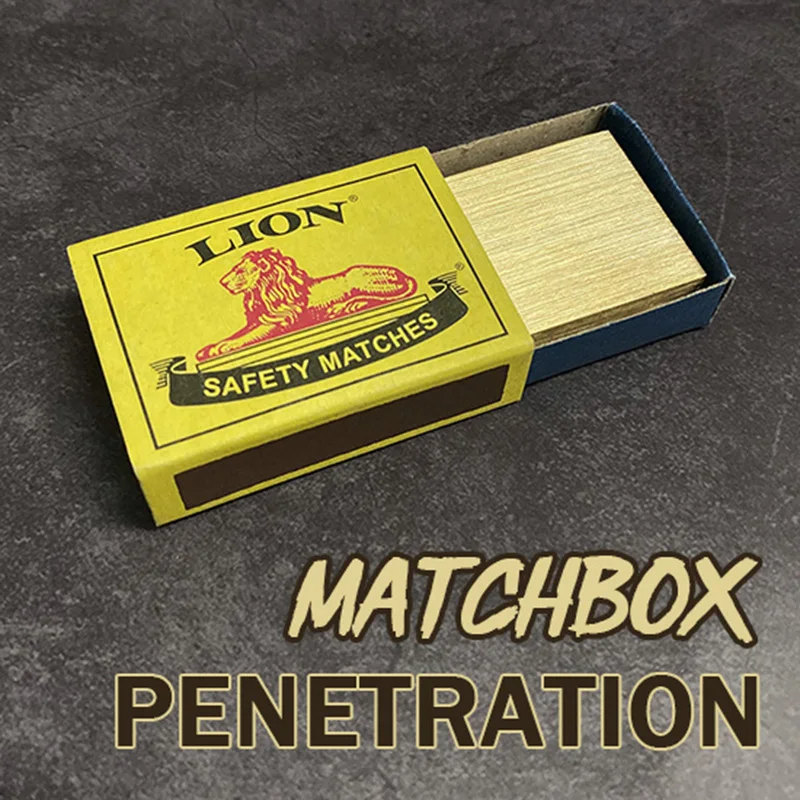 Matchbox penetração truques mágicos agulha através de bronze bloco magia mágico fechar-se ilusões truque adereços engraçado mentalismo