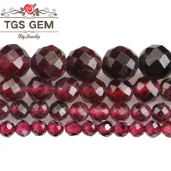 Natural Stone Faceted Cut Precious Shining Garnet Small Round Beads 2/3/4/5MM Diy Bracelet Necklace Earring For Jewelry Making