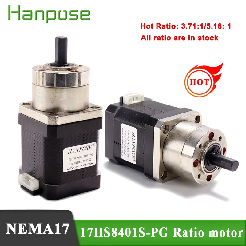 

1PCS Nema17 Reduction Motor Reduction Ratio 3.71:1 5.18:1 19:1 1.8 Degrees 17HS8401S-PG Extruder Gear Optional Planetary Gearbox