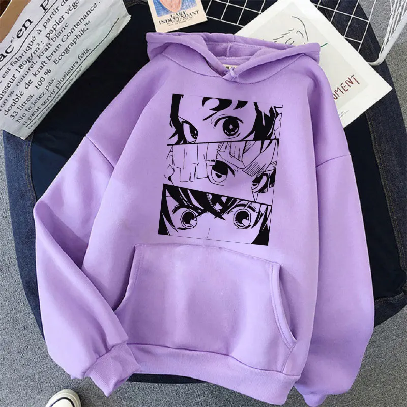 Winter Oversized Clothes Demon Slayer Anime Streetwear Tanjiro And Nezuko Hoodie Women Korean Fashion Harajuku Sweatshirt Female