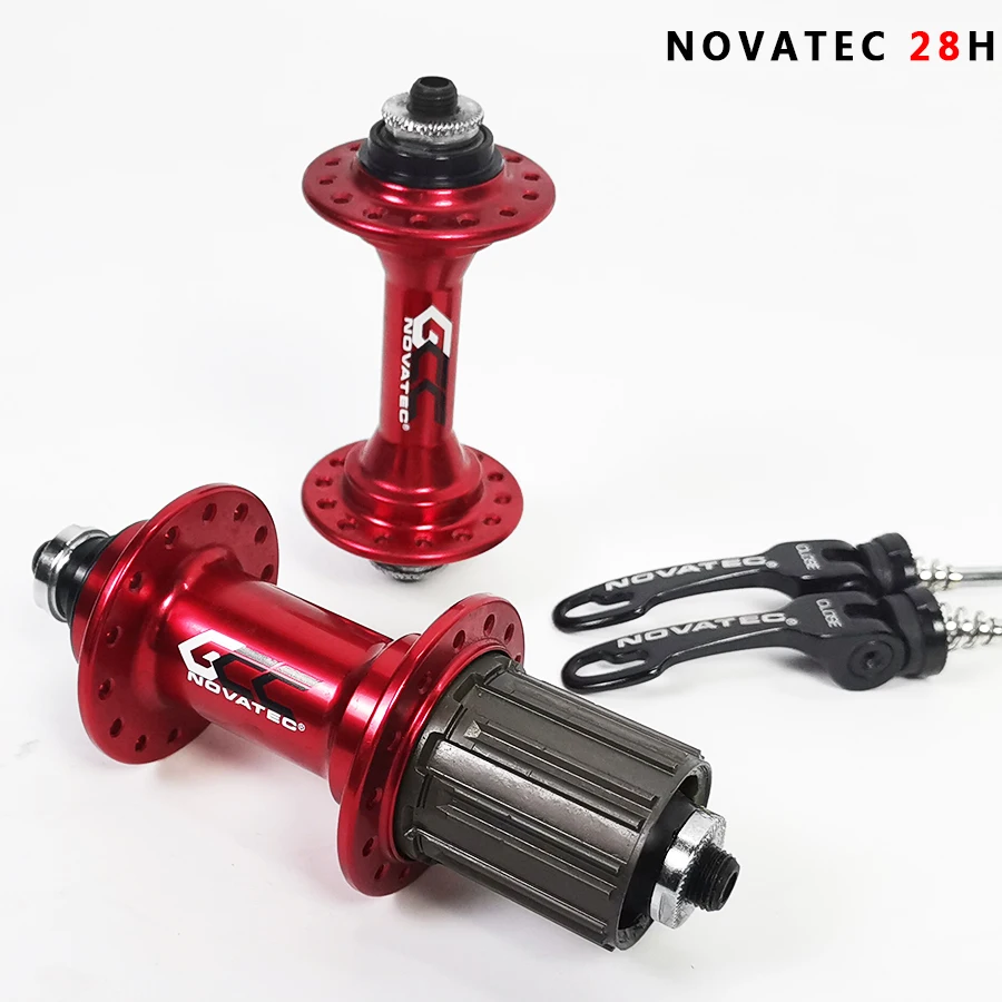 Taiwan-made Jiuyu hub novatec 28-hole road bike trail bike BMX V-brake 8 9 10-speed QR High-strength wear-resistant ball type