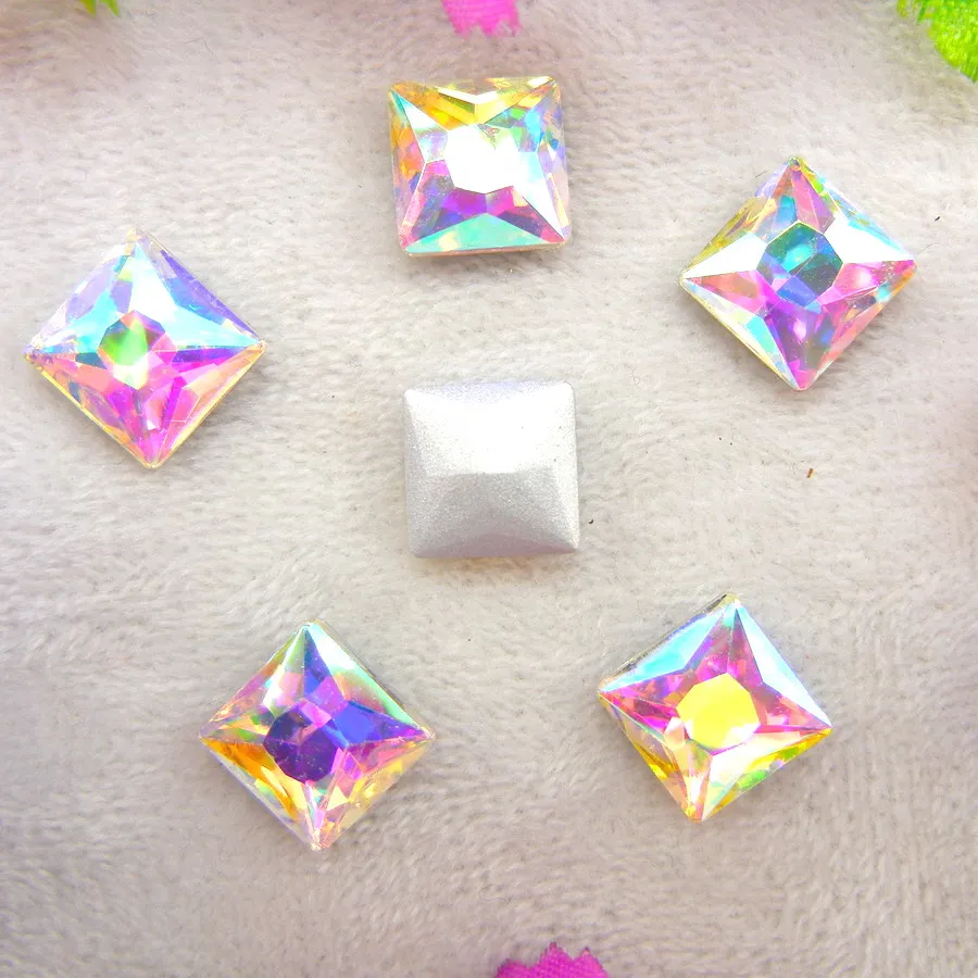 AB Farben 8mm 10mm 12mm Ausgefallene Quadratische Form Klebe-Glaskristalle Strass Handwerk Ornament Zubehör DIY Verzierung – Detail 11