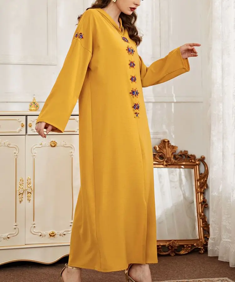 Ramadan Eid 2023 New Maxi Dress Vestidos Dubai Turkey Hijab Abayas Muslim Morocco Caftan Islam Diamond Clothing Dress For Women