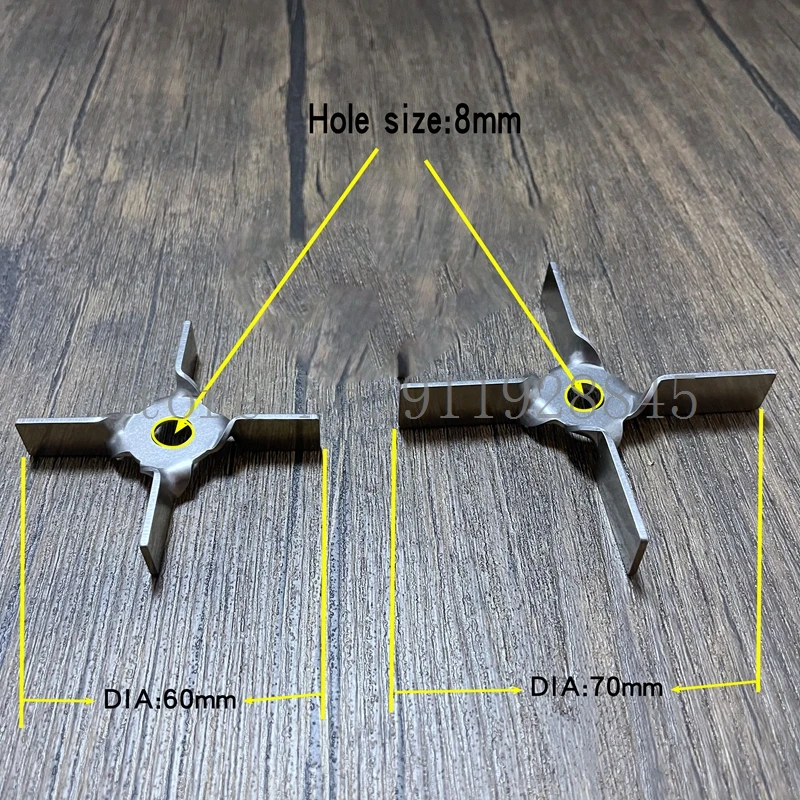 1Set Lab 304 Rvs Vier-Blad Blade Met Staaf 6Cm 7Cm Peddel Voor Laboratorium Mixer roeren Apparatuur
