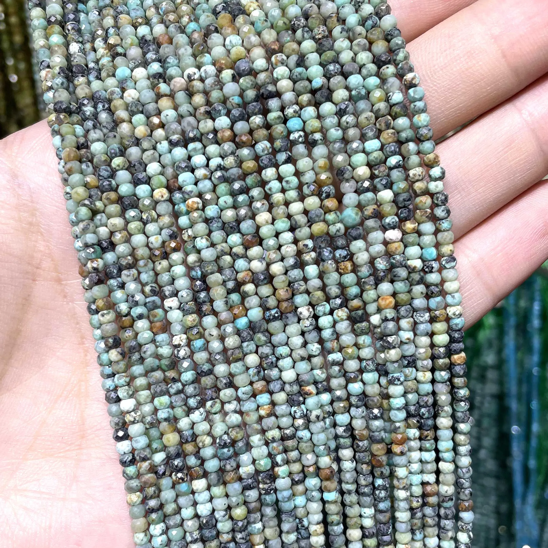 2mm Natural Faceted Labradorite Agates Jades Tourmaline Stone Spacer Rondelle Small Waist Beads For Jewelry Making DIY Necklace