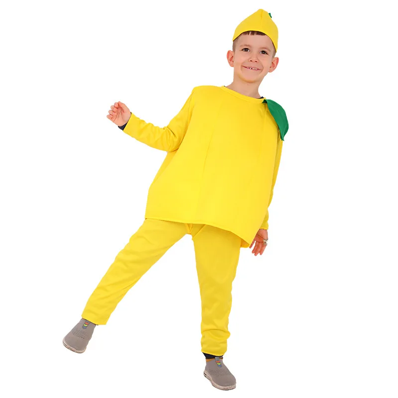 Costumes de cosplay de citron et de fruits pour enfants, costume de performance sur scène, fête d'Halloween et de carnaval, garçons et filles, enfants mignons, nouveau