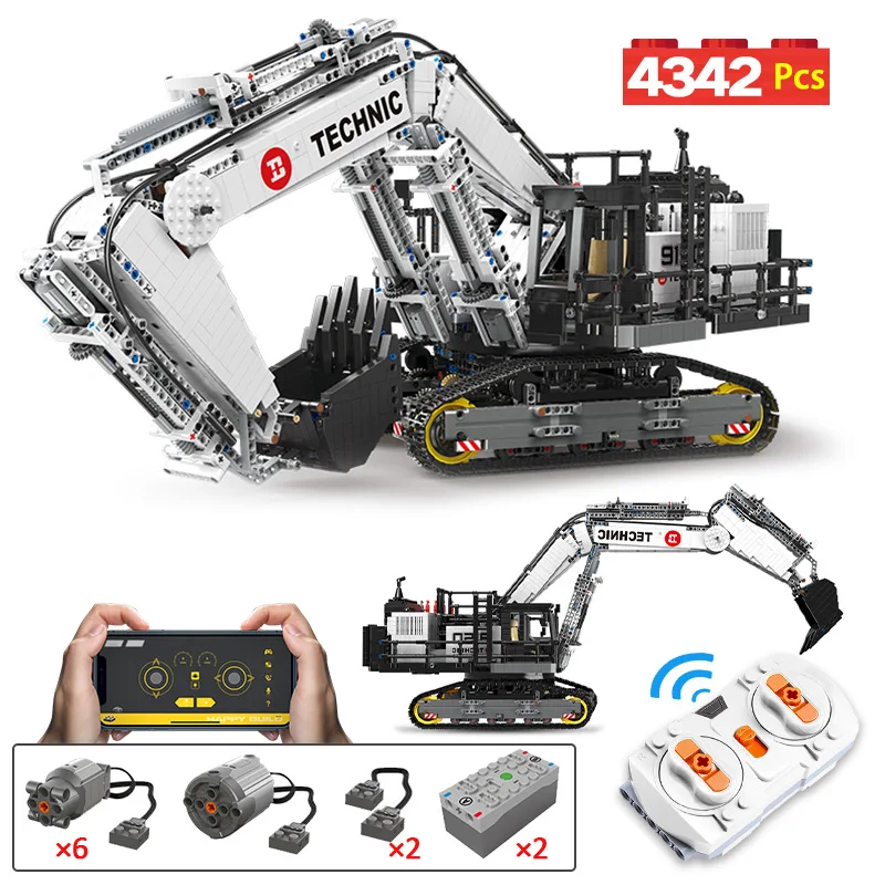 4342pcs City RC Engineering Excavator Building Blocks APP Remote Control Car Large Vehicle Bricks Toys For Kids Gifts