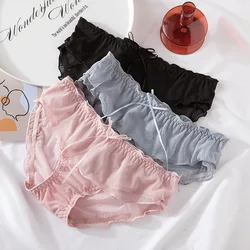 Girls Underwear 4pc/lot solid lace panties soft Briefs middle waist Young Girl teenagers lovely Pants children students