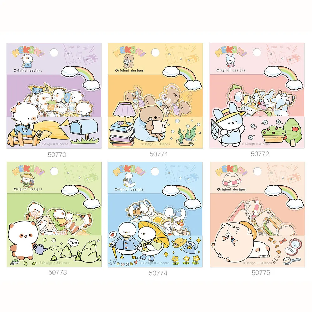 NEKONI Interesting Animal Stickers Duck Sheep Cute Funny Junk Journal Sticker Stationery Scrapbooking Material Bullet Stickers