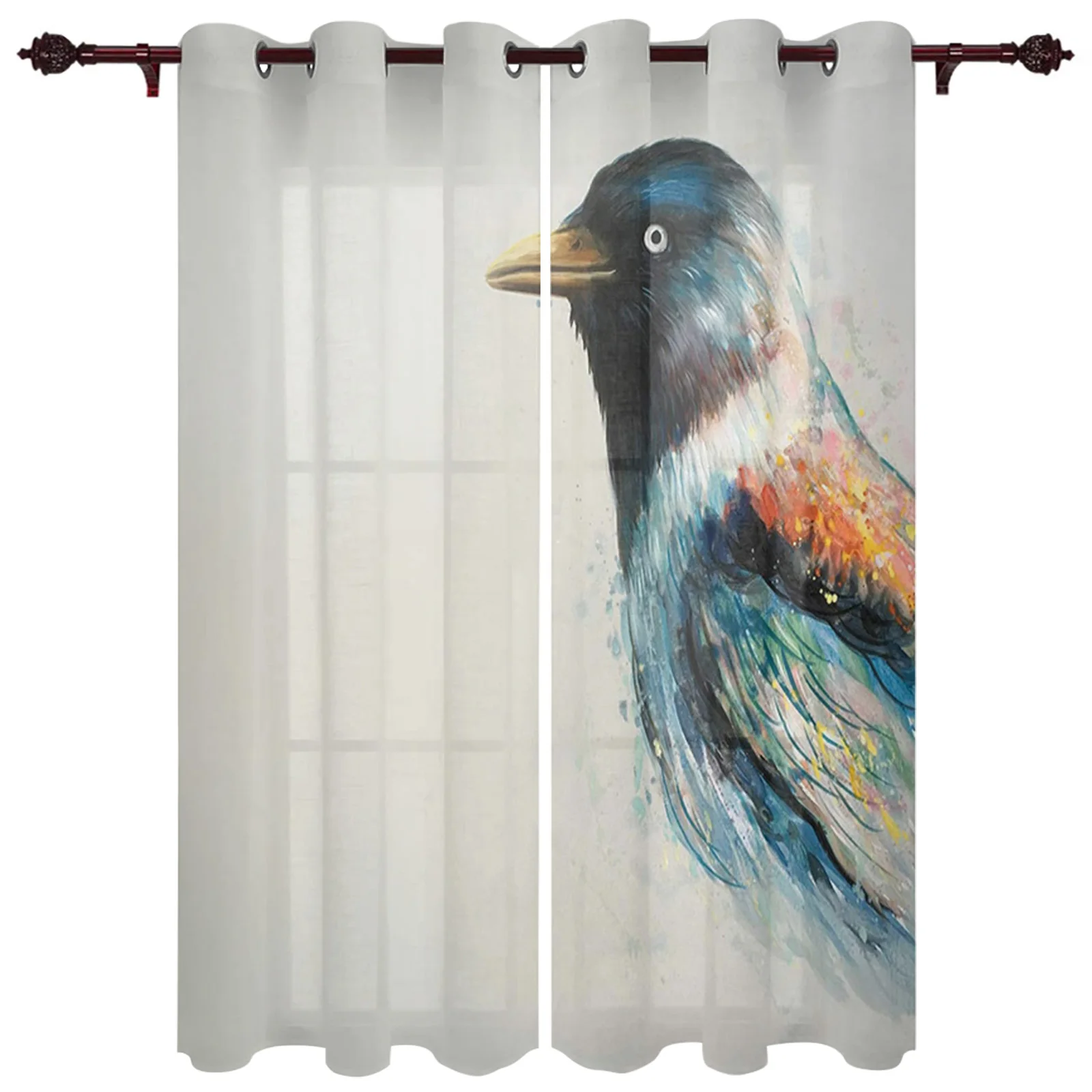 Crow Abstract Art Living Room Kitchen Bathroom Curtains For Children's Bedroom Window Decoration Hanging Cloth Curtains