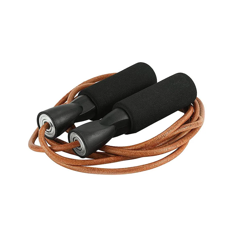 Sport Cowhide Leather Jump Rope Adjustable Skipping Rope For Speed Quiet Training Boxing MMA Cardio Crossfit Fitness GYM