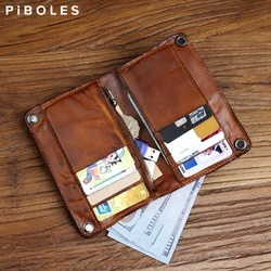 2021 Genuine Leather Wallet For Men Vintage Wrinkled Short Bifold Man Purse Credit Card Holder With Zipper Coin Pocket Money Bag