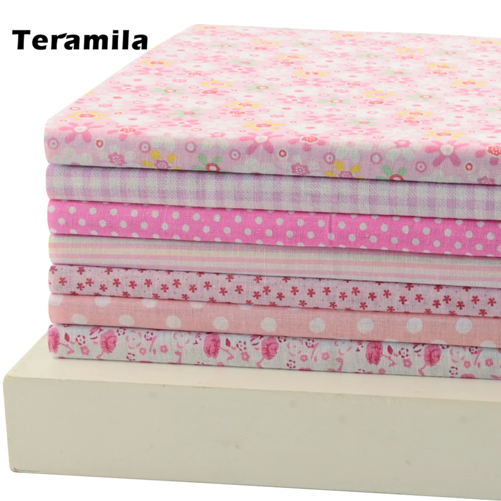 7 PCS/Lot 50cmx50cm Pink 100% Cotton Fabric Fat Quarters for Sewing Tilda Dolls Cloth DIY Quilting Patchwork Tissue Textile