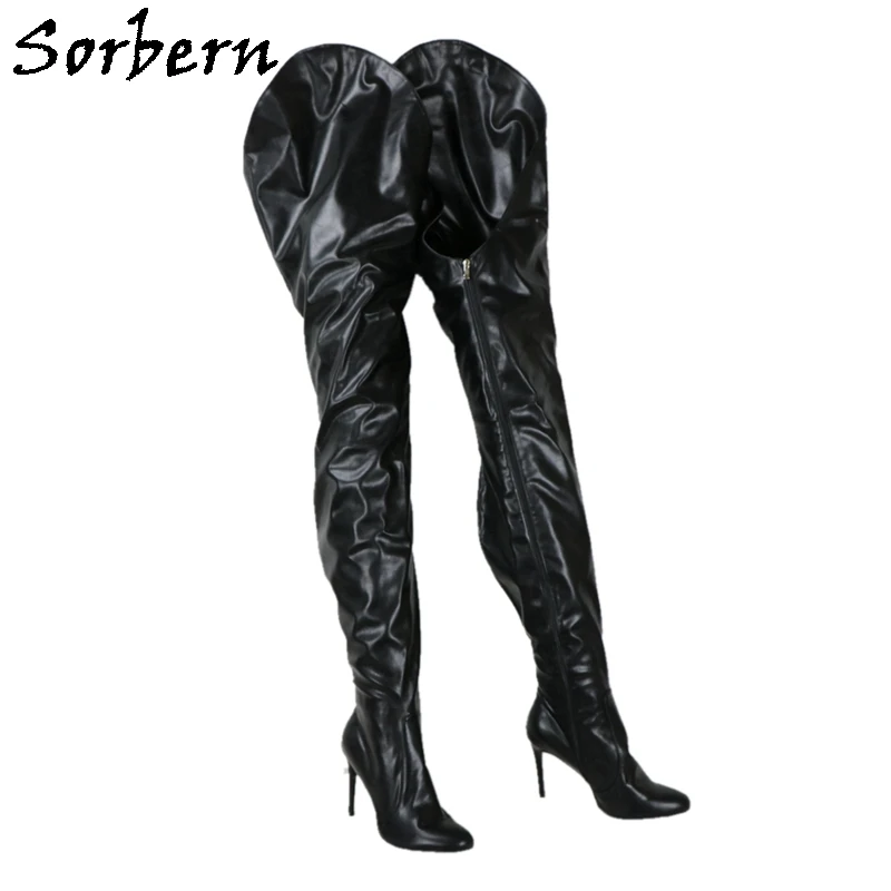 

Sorbern 85Cm/125Cm Long Boots Women Cute Round Toe High Heel Stilettos Winter Style Lady Boots Customized Crotch Thigh High