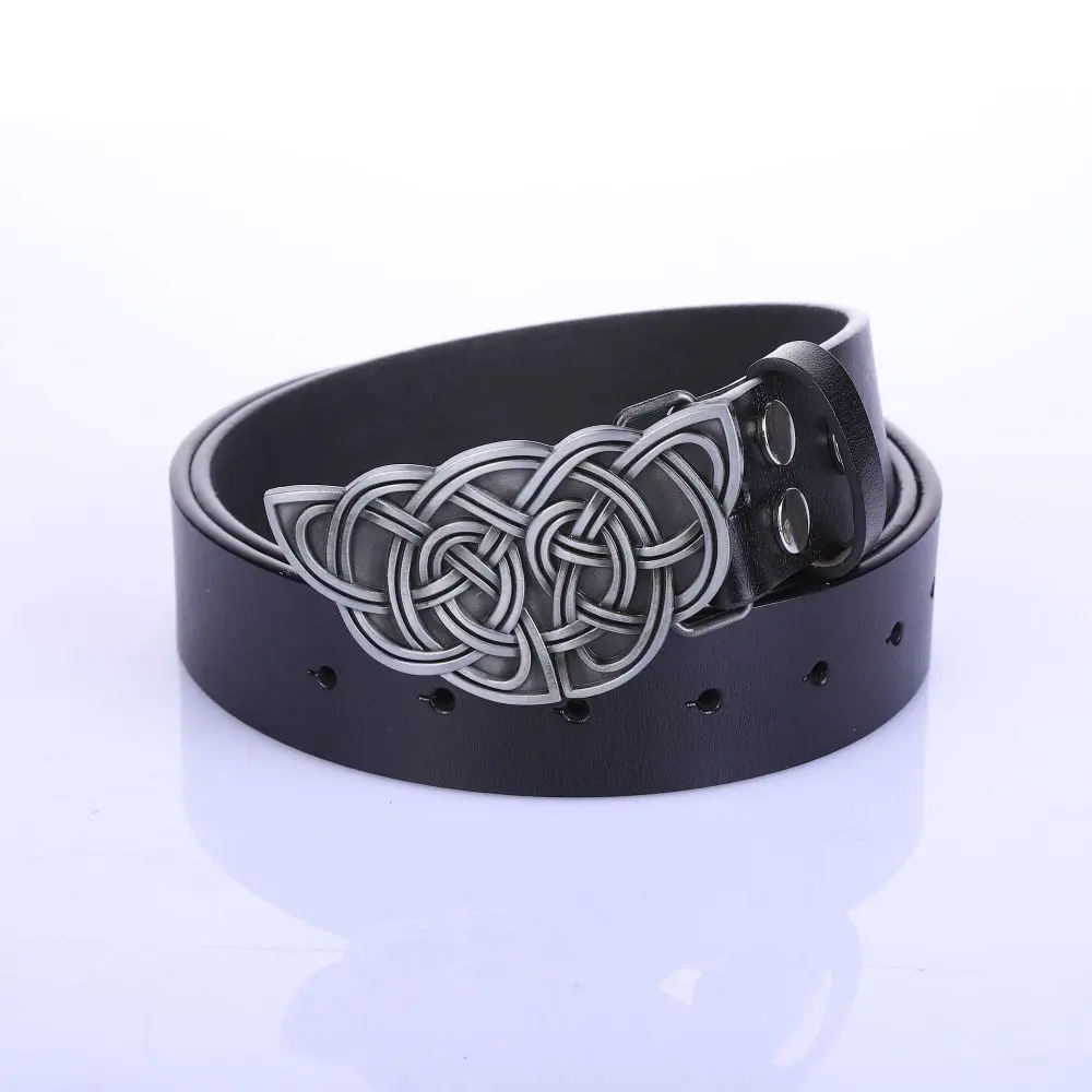 Western Cowboy Leather Belt for Men Women Kids Vintage Pattern Silver Novelty Buckle button Belts