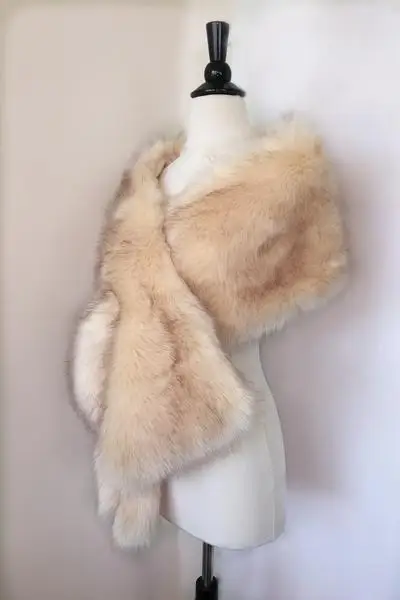 100% Real Champagne Fur Shawl Wedding Wrap Bridesmaid Bolero Formal Party Cloak Bridal Coat Women Jacket Shrug Cape Stock