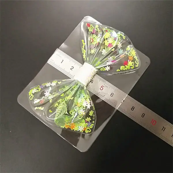 10pcs/lot 9.5*12.5cm PVC Transparent sealed shaker sleeve pouch DIY bow Polymer Sequins Accessories Decoration