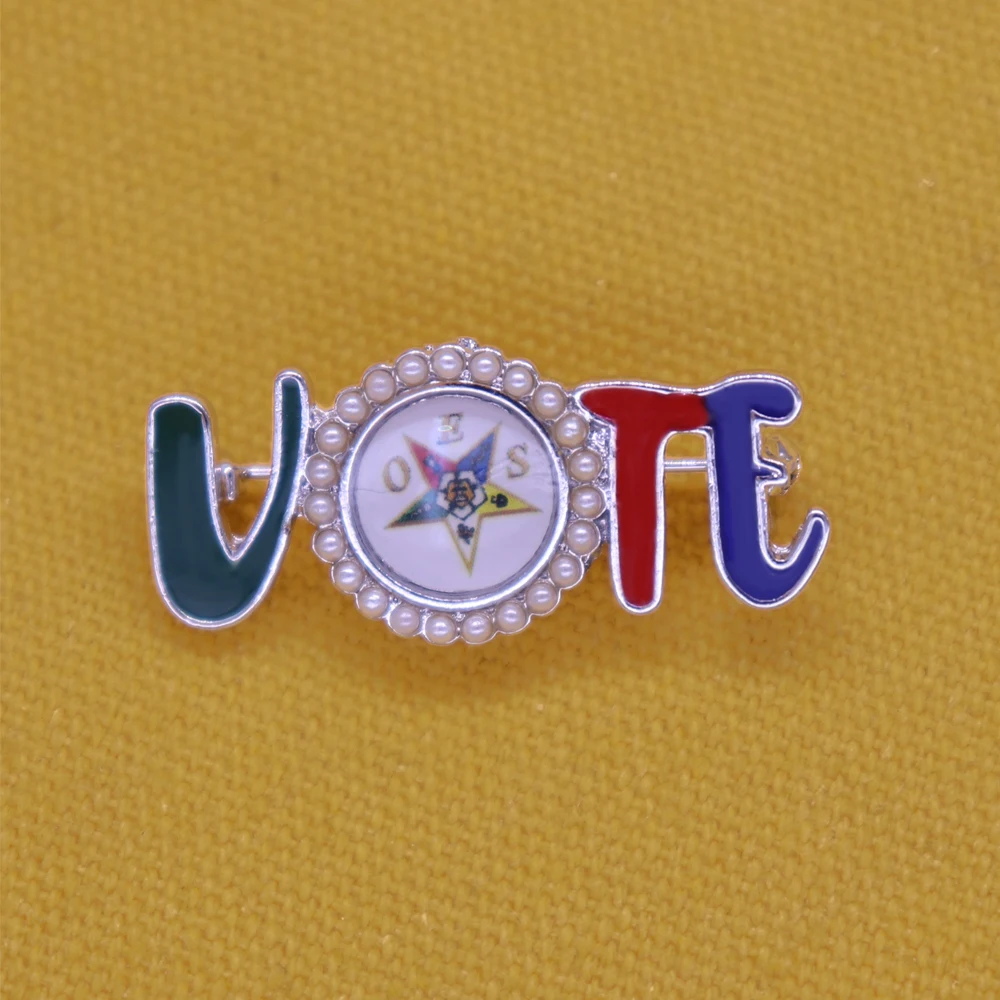 ملصقات حسب الطلب سبيكة معدنية موضة المينا لون اللؤلؤ التصويت آس بروش ترتيب عيد الفصح ستار دبوس مجوهرات #6