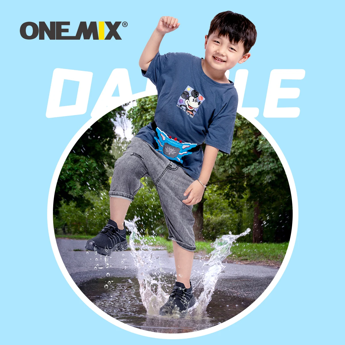 ONEMIX 2024 Waterproof Kid Sneakers Children Running Shoes Boys Breathable Mesh Soft Anti-dirty Outdoor Sport Shoes