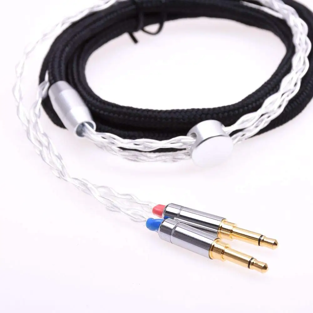 GAGACOCC Black Sleeve 8 Cores Silver Plated Headphone Upgrade Cable Mono 3.5mm Plug for Hifiman Arya HE1000se HE5se HE6se HE4xx