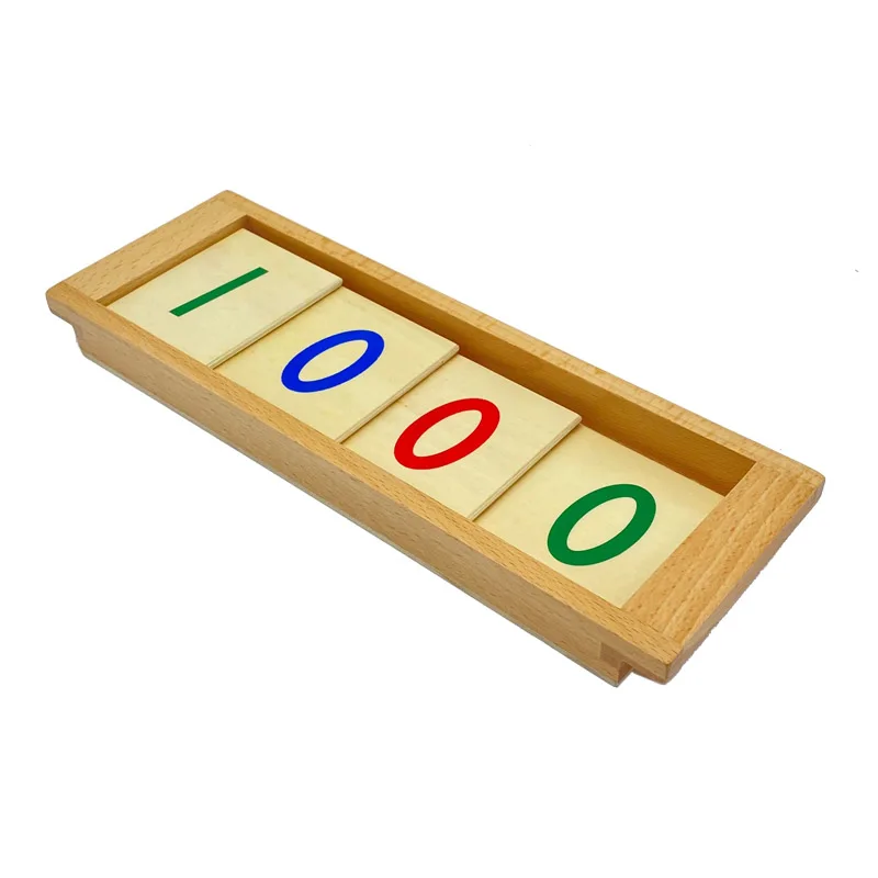 Treeyear Montessori Math Materiaal Houten Aantal Kaarten 1-1000 Met Doos Tellen Aantal Bank Game Kinderen Vroege Ontwikkeling Speelgoed