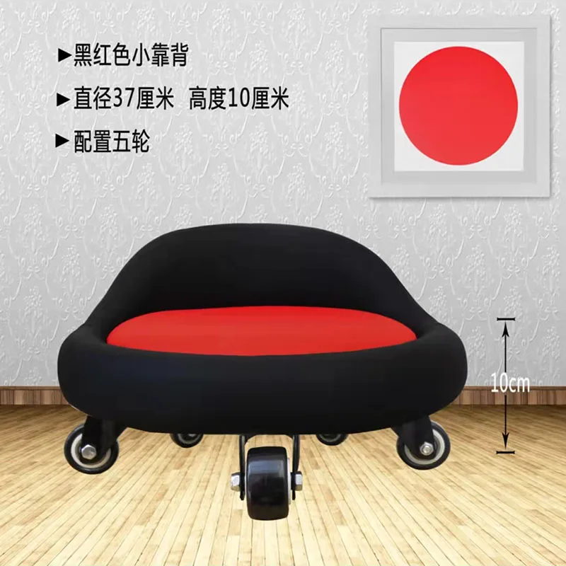 Salon Furniture Pedicure Chair Low Stool Pulley Movable Small Round Floor Cleaning Stool Pedicure Massage Stool Flower Pot Rack