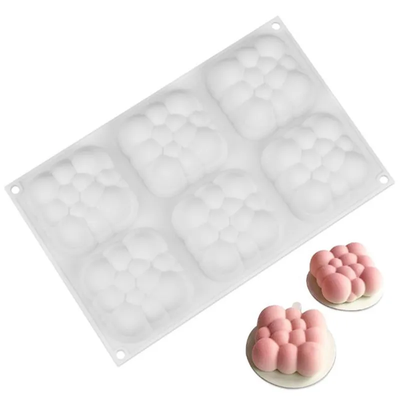 6 Hole Cloud Shape Dessert Mousse Pan Silicone Cake Decoration Mold For Baking Tart Tartlet Mould Pastry Bakeware