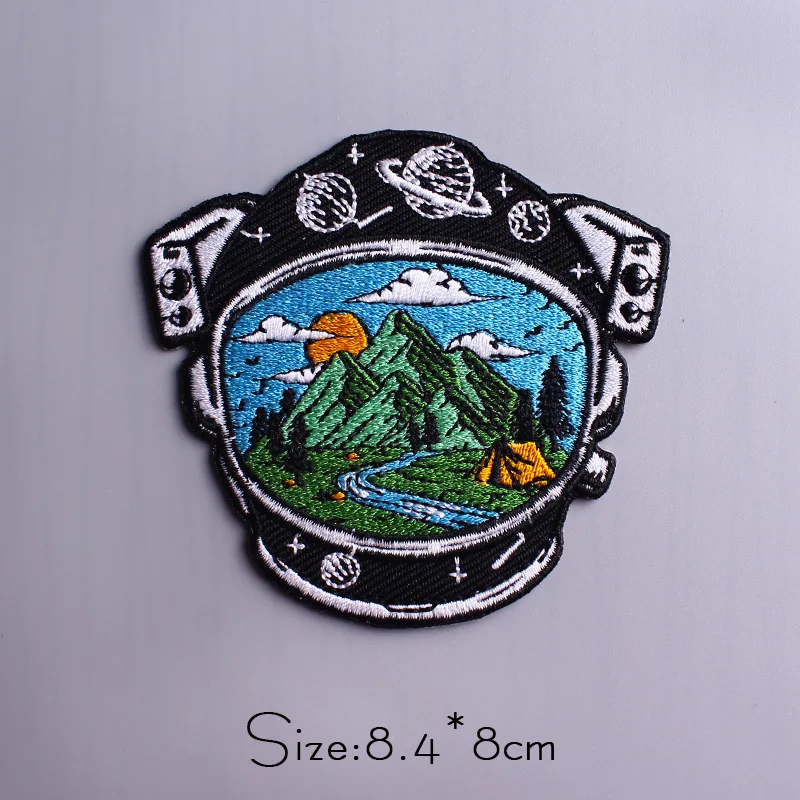 Mountain Patch Wave Embroidered Patches For Clothing Iron On Patches On Clothes Nature Adventure Patch Outdoor Badge Stripes