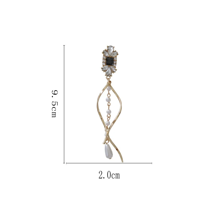 Baroque Water Drop Pearls Clip Earrings No Pierced Hole Elegant Curve Line Long Clip on Earrings without Piercing For Women