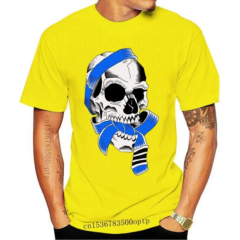 New 2021 summer style Fashion Tshirt - Brazillian Jiu-jitsu Skull with BJJ Blue belt Tee shirt