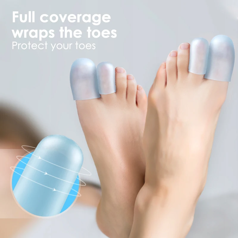 Transparent Blue Toe Protector Silicone Gel Thumb Cover Prevent Blisters Corns Nail Tool Injured Ingrown Hammer Finger Foot Care