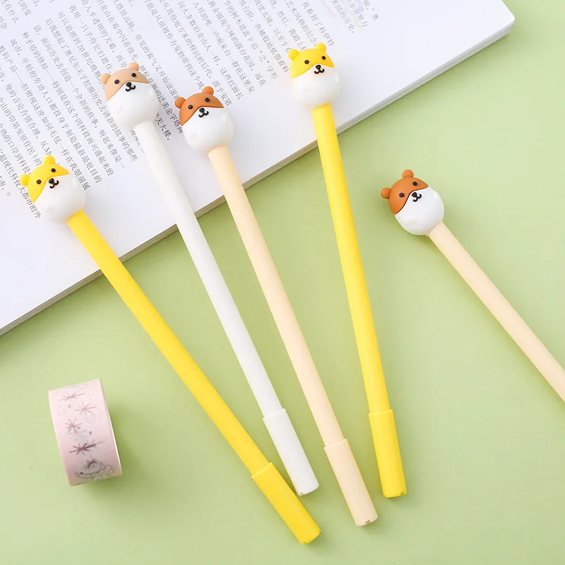 36PCS Creative Cartoon Hamster Gel Pen 0.5mm Silicone Cute Soft Cute Girl Heart Cartoon Pen kawaii school supplies stationery