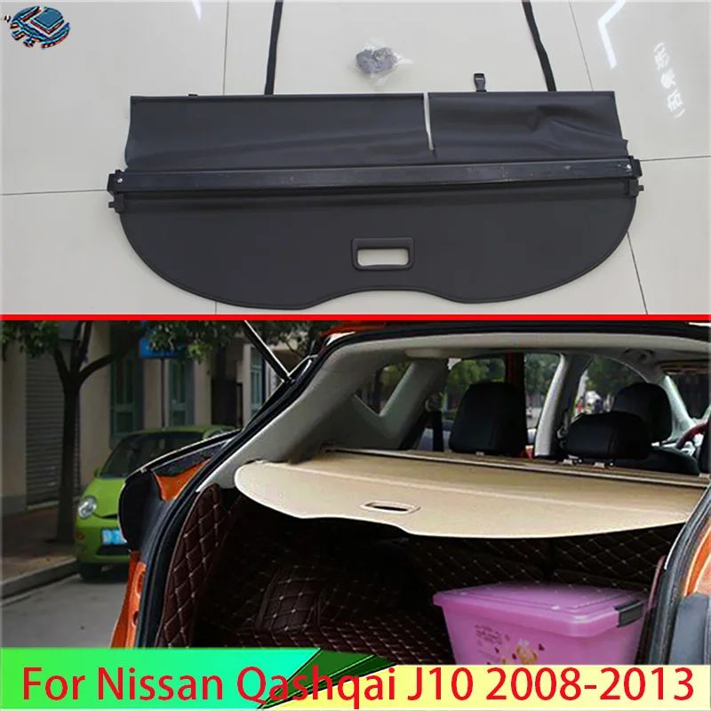 For Nissan Qashqai J10 2008-2013 Aluminum+Canvas Rear Cargo Cover privacy Trunk Screen Security Shield shade Accessories