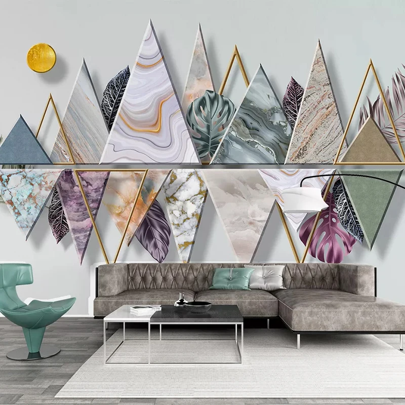 Custom 3D Photo Wallpaper Mural Nordic Modern Abstract Geometric Leaves Restaurant Living Room Background Wall Papers Home Decor