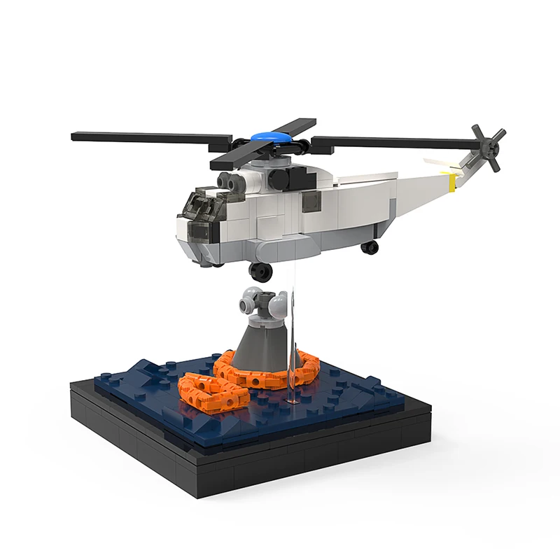 MOC Apollo-helicóptero de la misión de recuperación, Kit de bloques de construcción, sonda espacial Saturno V, vehículo espacial, modelo de ladrillo, juguete para niños, regalo