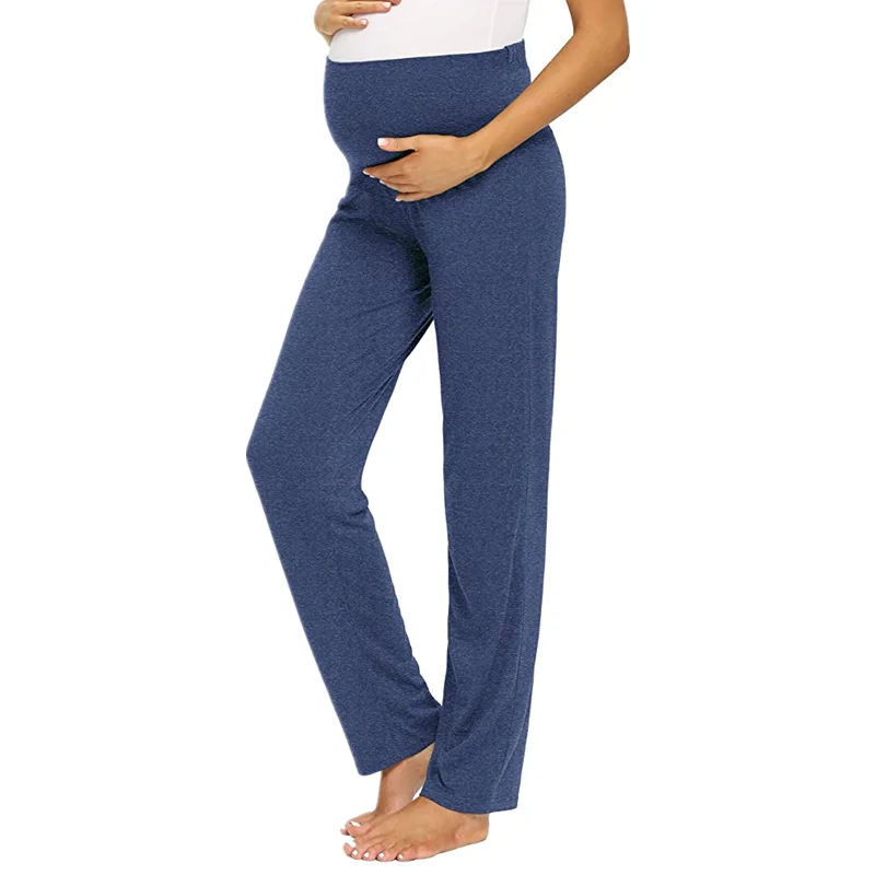 Summer Thin Ice Feel Maternity Long Pants Wide Leg Loose Elastic Waist Belly Clothes for Pregnant Women Casual Pregnancy