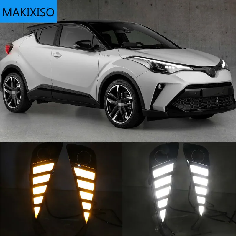 

Car LED DRL Headlight For Toyota C-HR CHR 2020 2021 Turning Yellow Signal Fog Lamps Daytime Running Light Auto Daylights